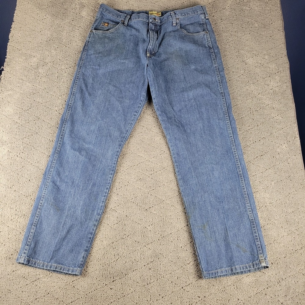 Wrangler 20X Jeans Mens 38x32 Blue Relaxed Fit Straight Leg Workwear Denim